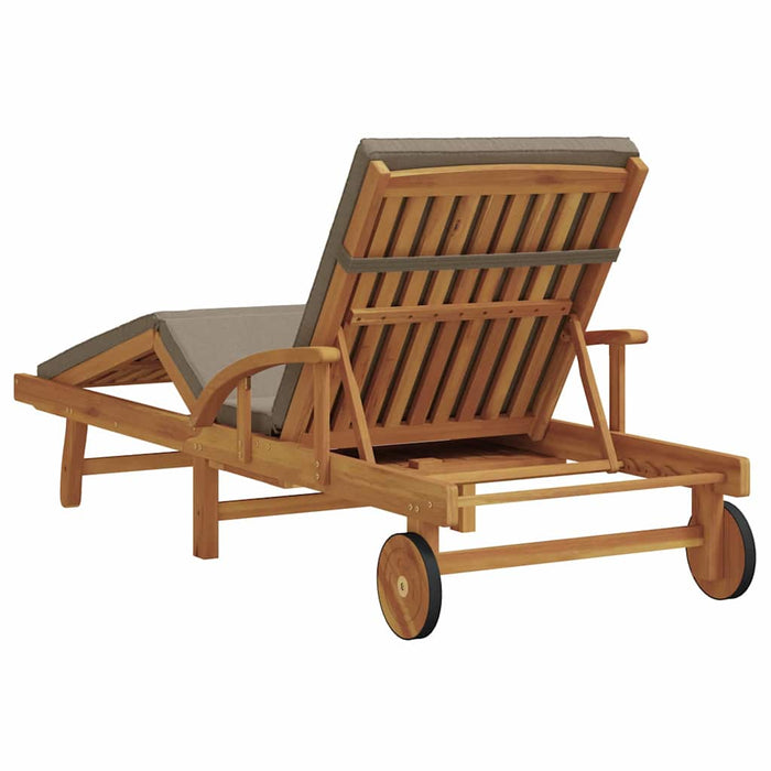 Șezlong cu pernă Gri taupe 200 x 67 x 84cm Lemn masiv de acacia - WALTI WALTI
