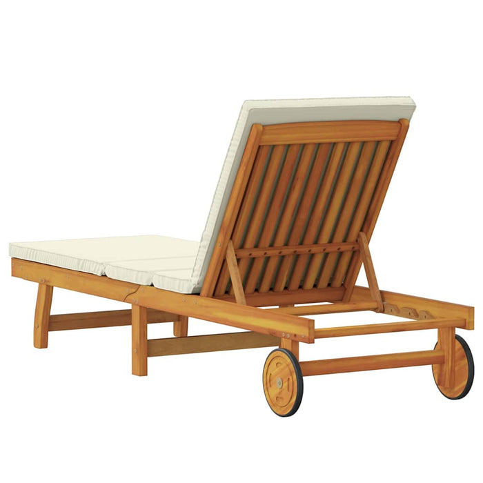 Șezlong Maro și Crem 199 x 63 x 85 cm Lemn Solid de Acacia WALTI