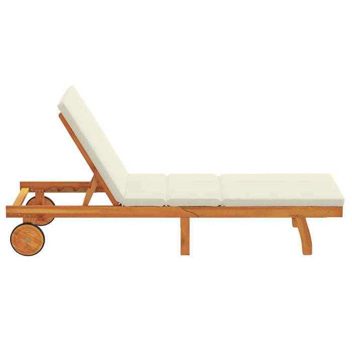 Șezlong Maro și Crem 199 x 63 x 85 cm Lemn Solid de Acacia WALTI
