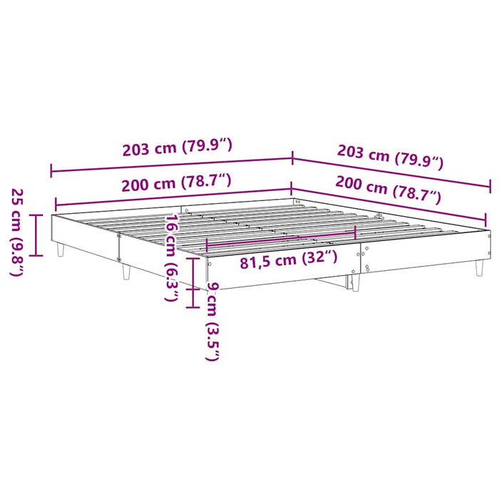 Cadru de pat fără saltea Stejar Sonoma 200x200cm Lemn prelucrat - WALTI WALTI