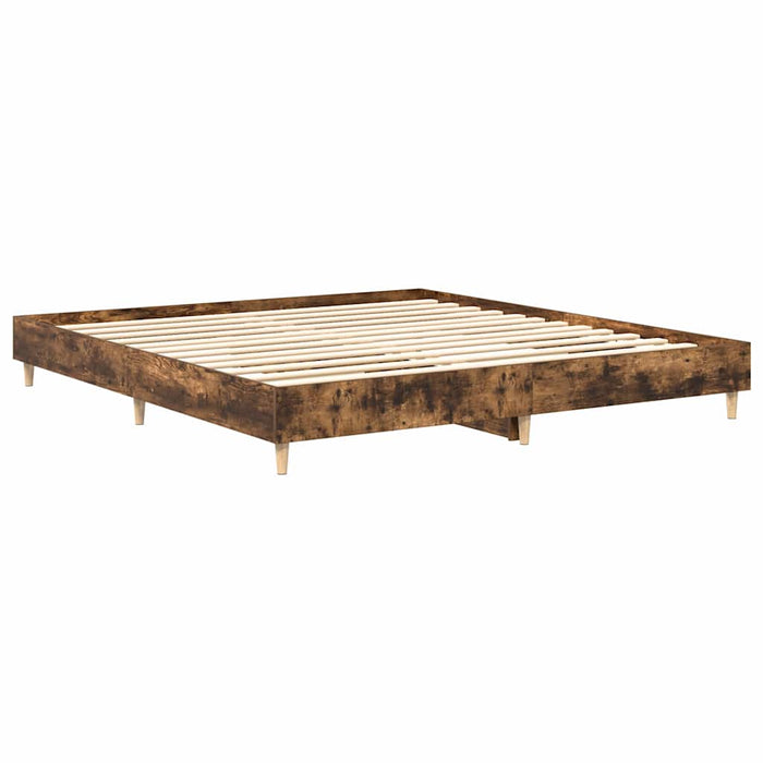 Cadru pat fără saltea Stejar afumat 200x200 cm Lemn prelucrat - WALTI WALTI