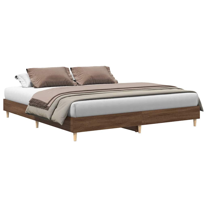Cadru de pat fără saltea Stejar maro 200x200 cm Lemn prelucrat WALTI
