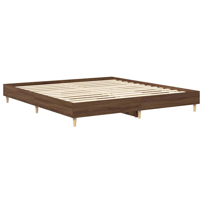 Cadru de pat fără saltea Stejar maro 200x200 cm Lemn prelucrat WALTI