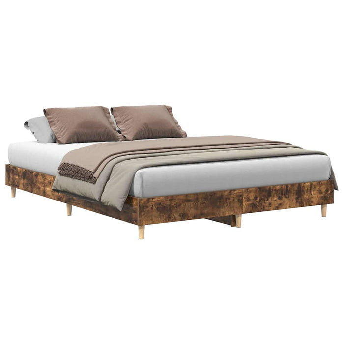 Cadru pat fără saltea Stejar afumat 150x200 cm Lemn prelucrat - WALTI WALTI