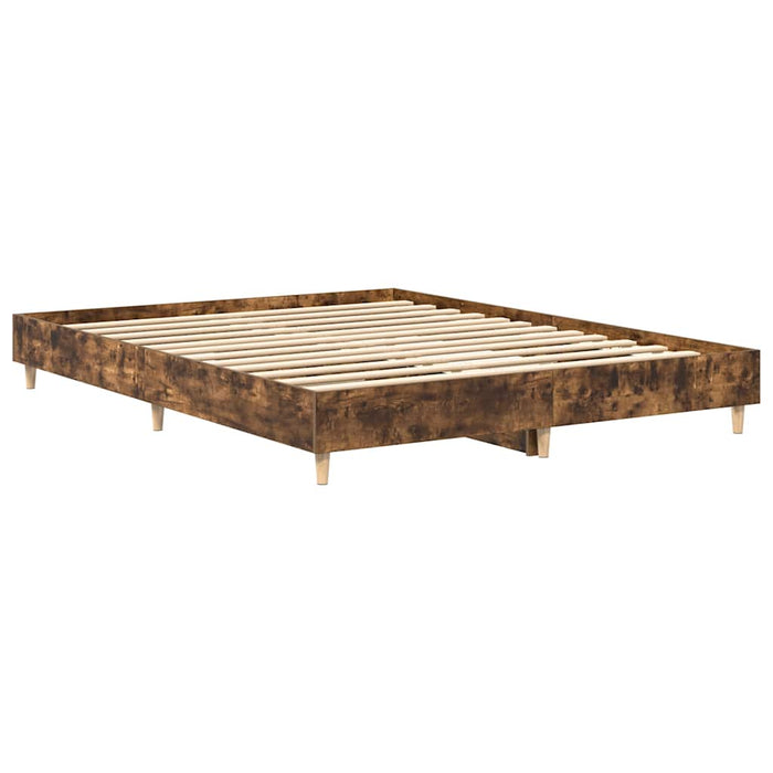 Cadru pat fără saltea Stejar afumat 150x200 cm Lemn prelucrat - WALTI WALTI