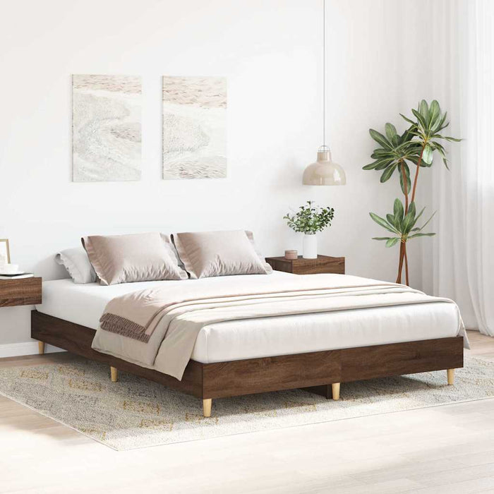 Cadru pat fără saltea Stejar maro 150x200 cm Lemn prelucrat - WALTI WALTI