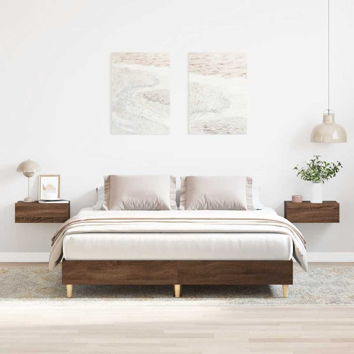 Cadru pat fără saltea Stejar maro 150x200 cm Lemn prelucrat - WALTI WALTI