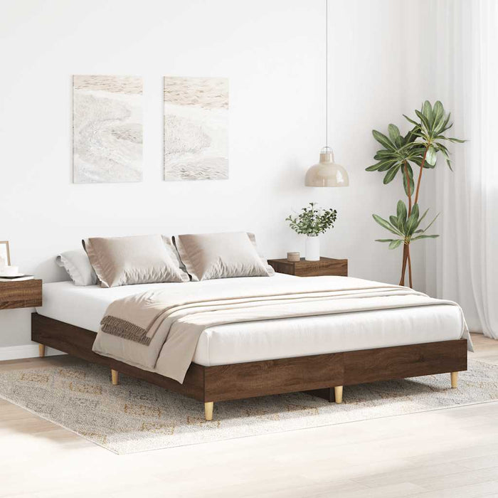 Cadru pat fără saltea Stejar maro 140x200 cm Lemn prelucrat - WALTI WALTI