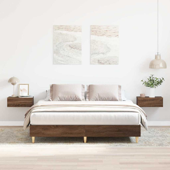 Cadru pat fără saltea Stejar maro 140x200 cm Lemn prelucrat - WALTI WALTI