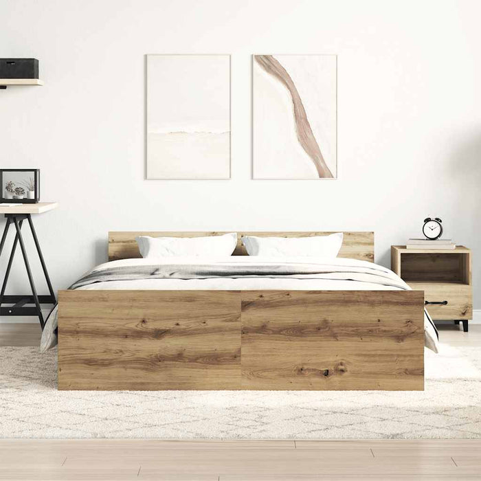Cadru pat fără saltea Stejar Artisan 140x200cm Lemn prelucrat - WALTI WALTI