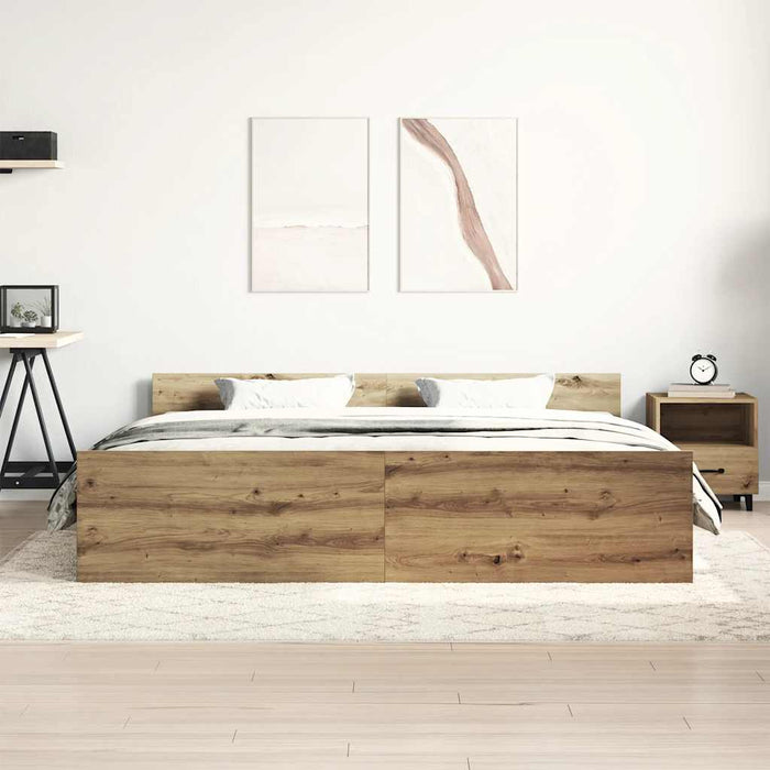 Cadru pat fără saltea Stejar Artisan 180x200cm Lemn prelucrat - WALTI WALTI