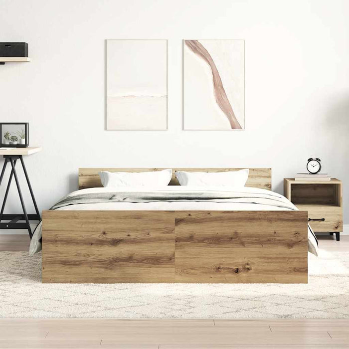 Cadru pat fără saltea Stejar Artisan 140x190cm Lemn prelucrat - WALTI WALTI