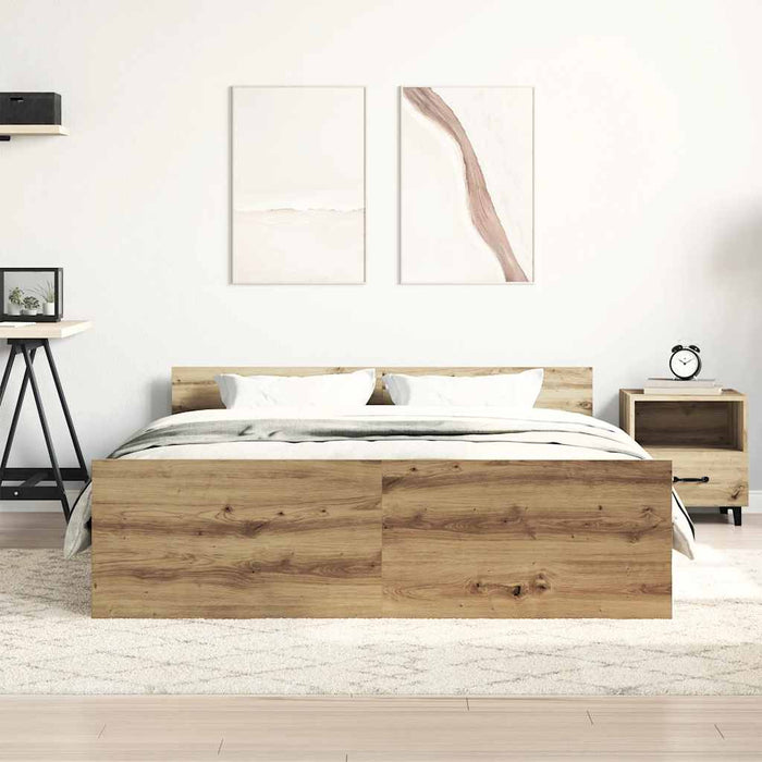 Cadru pat fără saltea Stejar Artisan 135x190cm Lemn prelucrat - WALTI WALTI