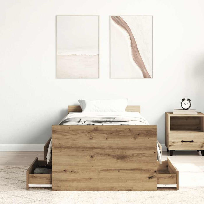Cadru pat fără saltea Stejar Artisan 100x200cm Lemn prelucrat - WALTI WALTI
