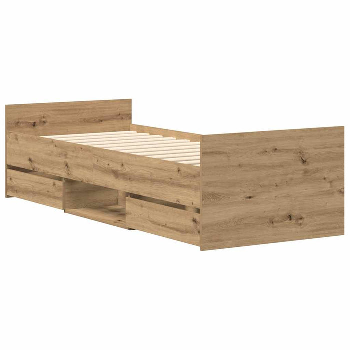Cadru de pat fără saltea Stejar Artisan 90x200cm Lemn prelucrat - WALTI WALTI