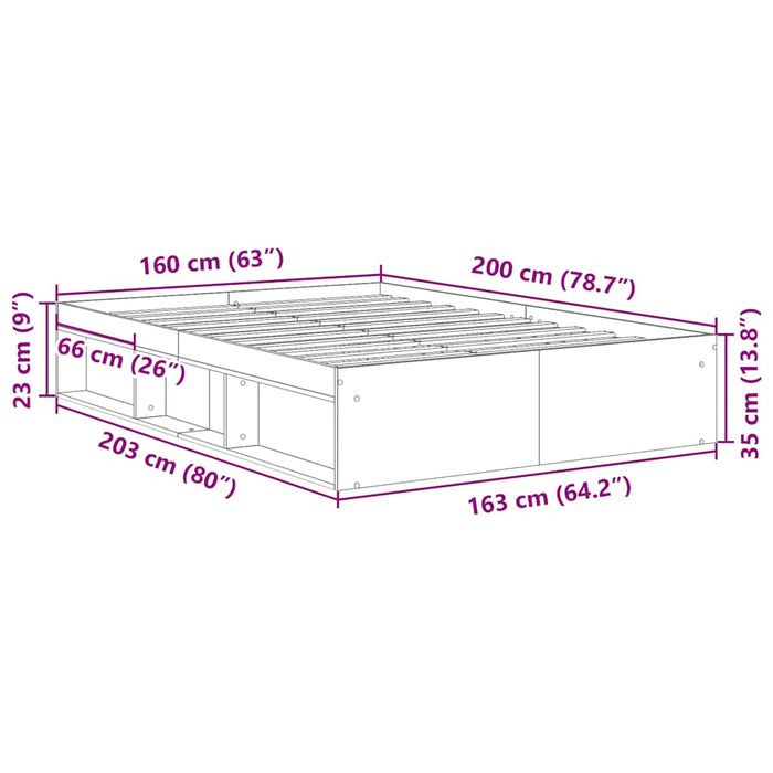 Cadru de pat fără saltea Lemn vechi 160x200cm Lemn prelucrat - WALTI WALTI