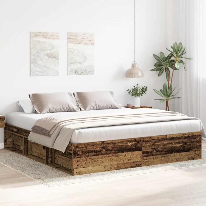 Cadru de pat fără saltea Lemn vechi 200x200cm Lemn prelucrat - WALTI WALTI
