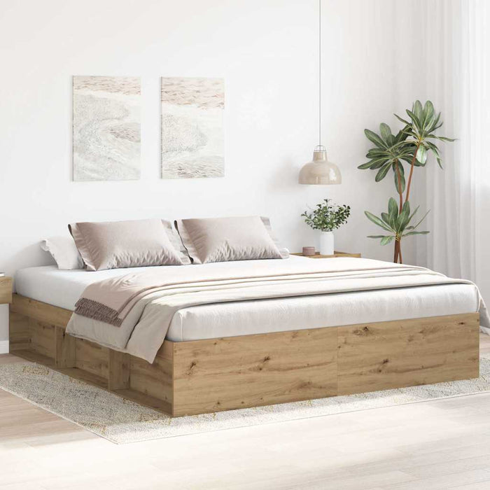 Cadru pat fără saltea Stejar Artisan 200x200cm Lemn prelucrat - WALTI WALTI