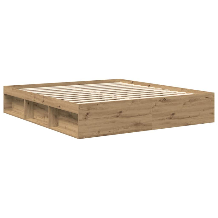 Cadru pat fără saltea Stejar Artisan 200x200cm Lemn prelucrat - WALTI WALTI