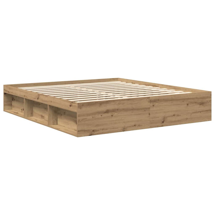 Cadru pat fără saltea Stejar Artisan 200x200cm Lemn prelucrat - WALTI WALTI