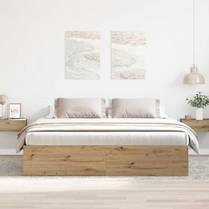 Cadru pat fără saltea Stejar Artisan 200x200cm Lemn prelucrat - WALTI WALTI