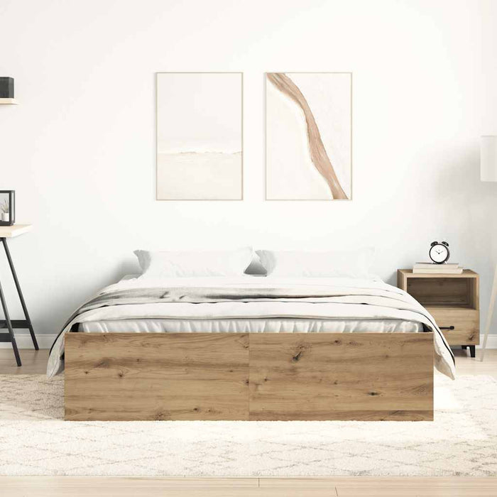 Cadru pat fără saltea Stejar Artisan 140x190cm Lemn prelucrat - WALTI WALTI