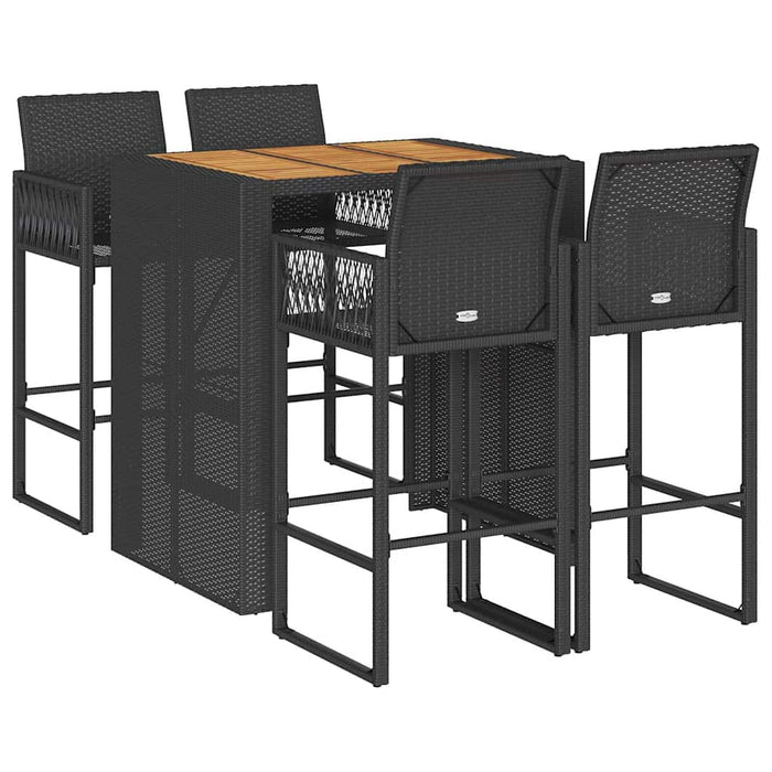 Set mobilier bar de grădină fără perne 5 piese negru poliratan WALTI