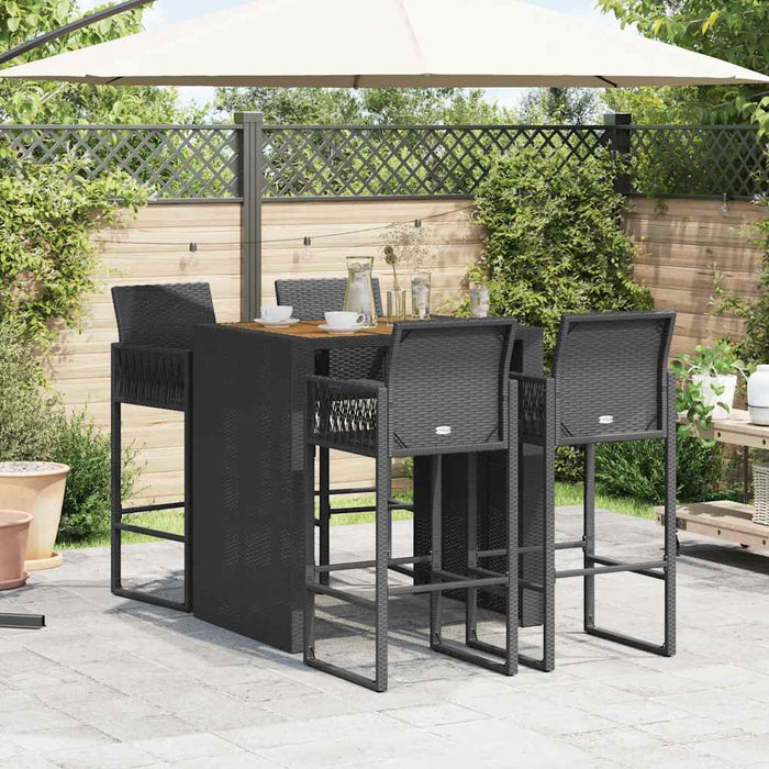Set mobilier bar de grădină fără perne 5 piese negru poliratan WALTI
