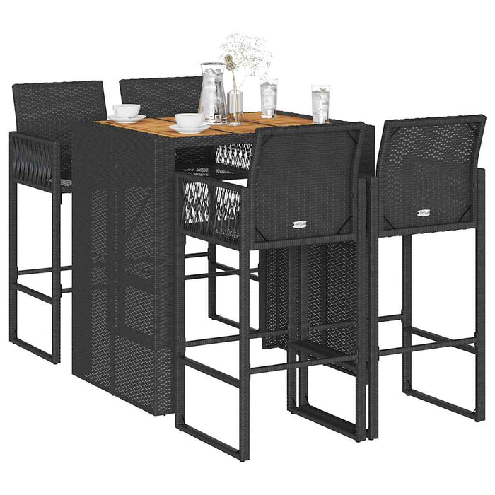Set mobilier bar de grădină fără perne 5 piese negru poliratan WALTI