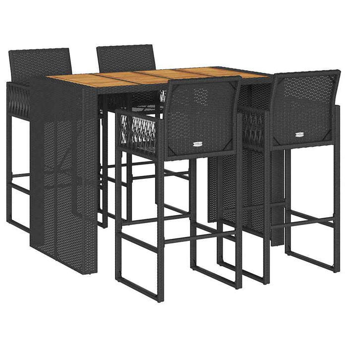 Set mobilier bar de grădină fără perne 5 piese negru poliratan WALTI