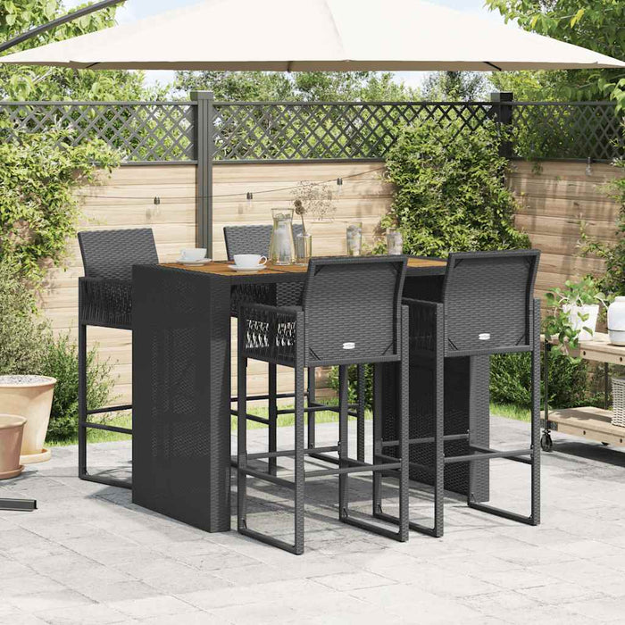 Set mobilier bar de grădină fără perne 5 piese negru poliratan WALTI