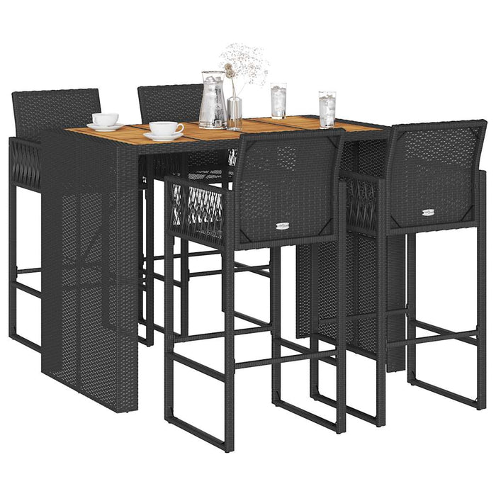 Set mobilier bar de grădină fără perne 5 piese negru poliratan WALTI