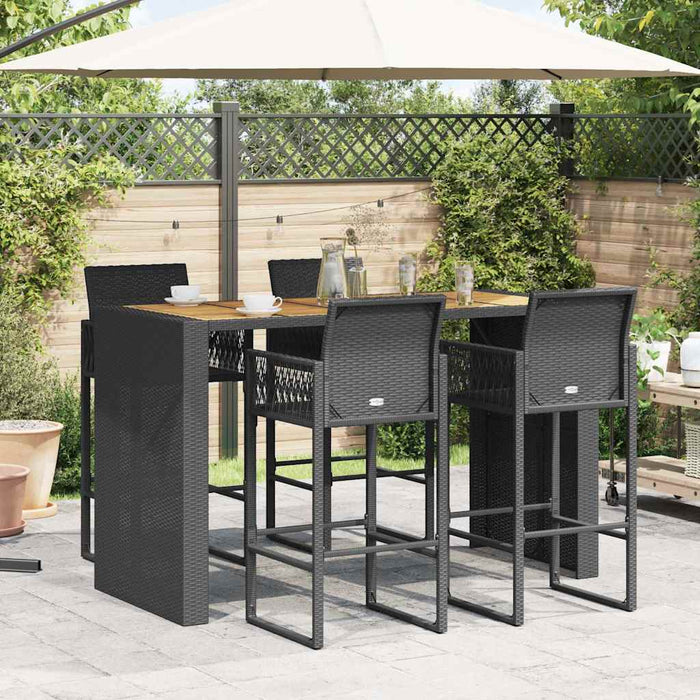 Set mobilier bar de grădină fără perne 5 piese negru poliratan WALTI