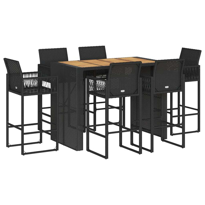 Set mobilier bar de grădină fără perne 7 piese negru poliratan WALTI