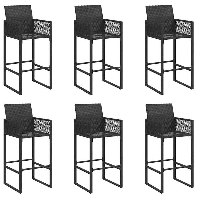 Set mobilier bar de grădină fără perne 7 piese negru poliratan WALTI