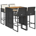 Set mobilier bar de grădină cu perne, 5 piese, negru, poliratan - WALTI WALTI