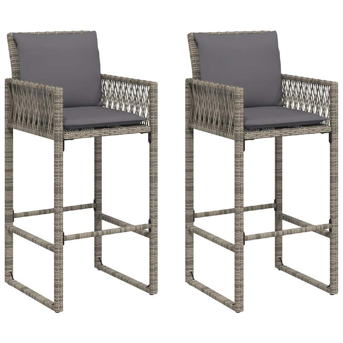 Set mobilier bar de grădină, cu perne, 3 piese, gri, poliratan WALTI