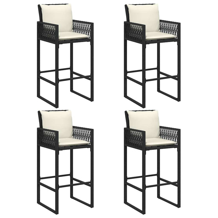 Set mobilier bar de grădină cu perne, 5 piese, negru, poliratan WALTI