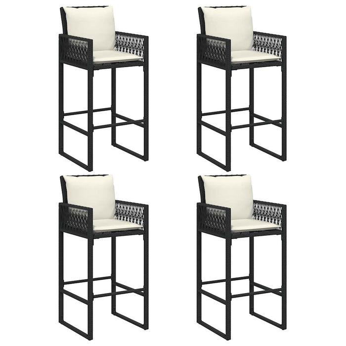 Set mobilier bar de grădină cu perne, 5 piese, negru, poliratan WALTI