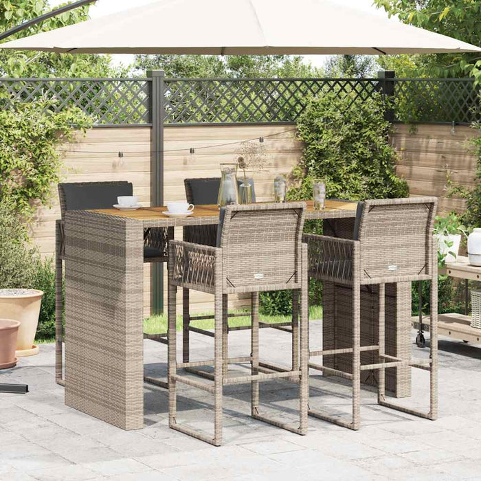 Set mobilier bar de grădină, cu perne, 5 piese, gri, poliratan - WALTI WALTI