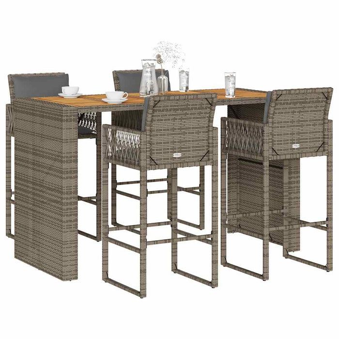 Set mobilier bar de grădină, cu perne, 5 piese, gri, poliratan - WALTI WALTI