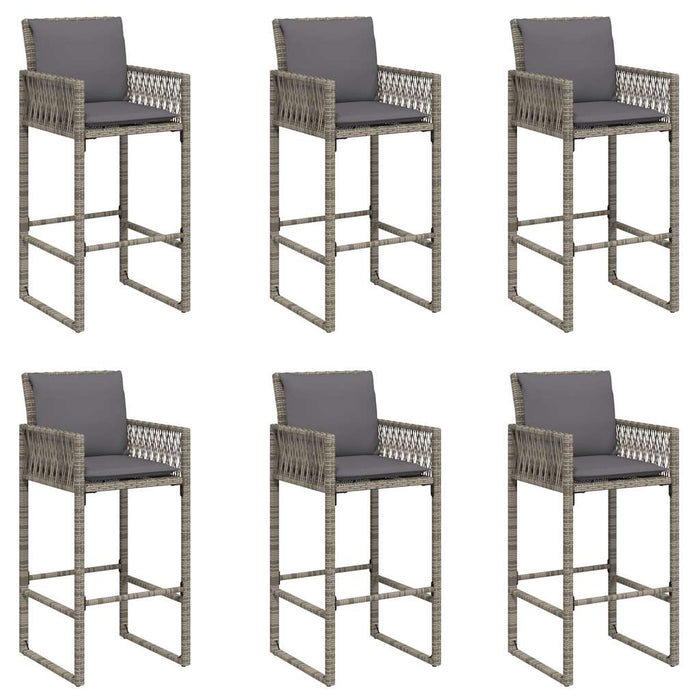 Set mobilier bar de grădină cu perne, 7 piese, gri, poliratan - WALTI WALTI