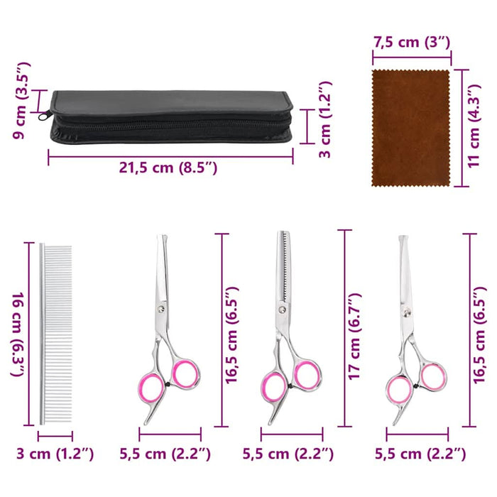 Set 4 piese foarfece pentru îngrijirea câinilor oțel inoxidabil - WALTI WALTI