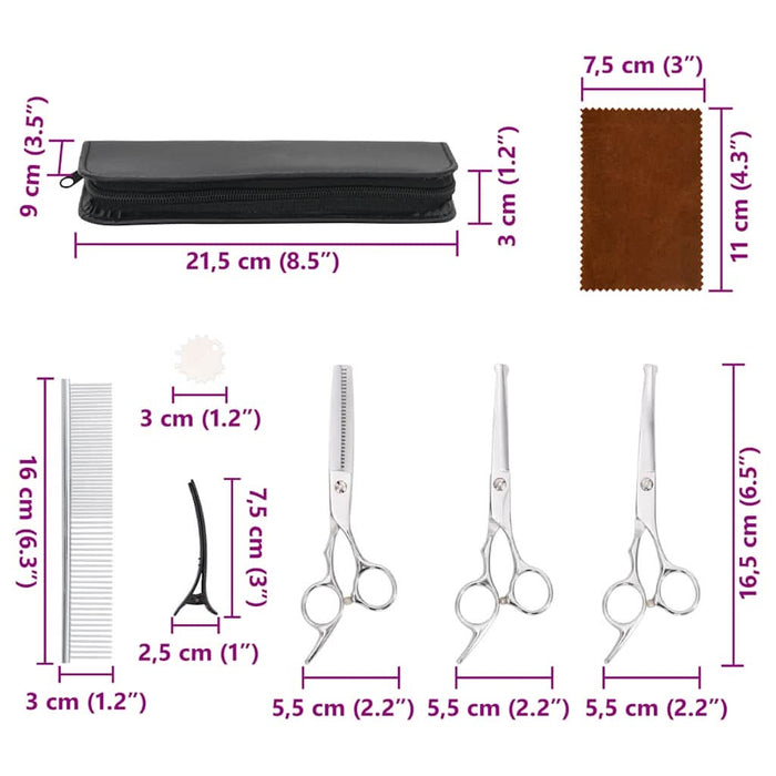 Set 7 piese foarfece pentru îngrijirea câinilor oțel inoxidabil - WALTI WALTI
