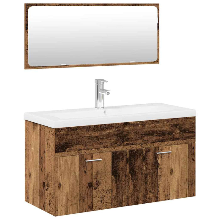 Set mobilier de baie, 3 piese, lemn vechi, lemn prelucrat - WALTI WALTI