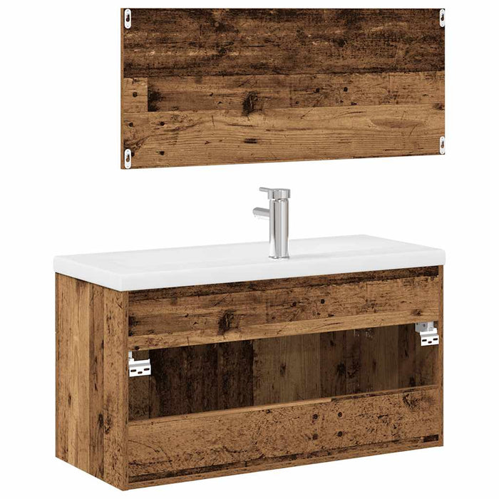Set mobilier de baie, 3 piese, lemn vechi, lemn prelucrat - WALTI WALTI