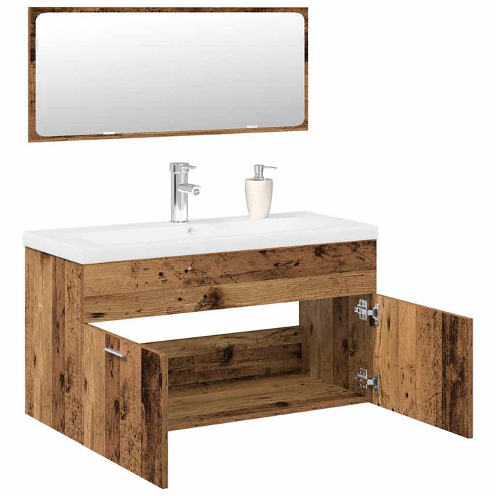 Set mobilier de baie, 3 piese, lemn vechi, lemn prelucrat - WALTI WALTI