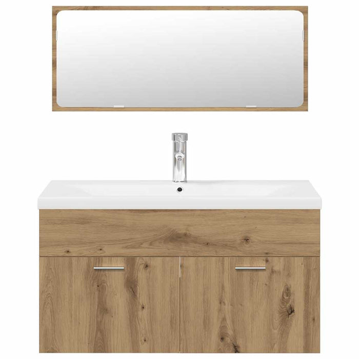 Set mobilier de baie, 3 piese, stejar artizanal, lemn prelucrat - WALTI WALTI