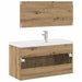 Set mobilier de baie, 3 piese, stejar artizanal, lemn prelucrat - WALTI WALTI