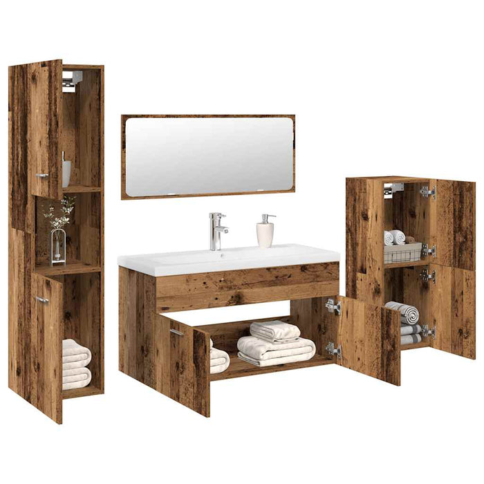Set mobilier de baie, 5 piese, lemn vechi, lemn prelucrat WALTI